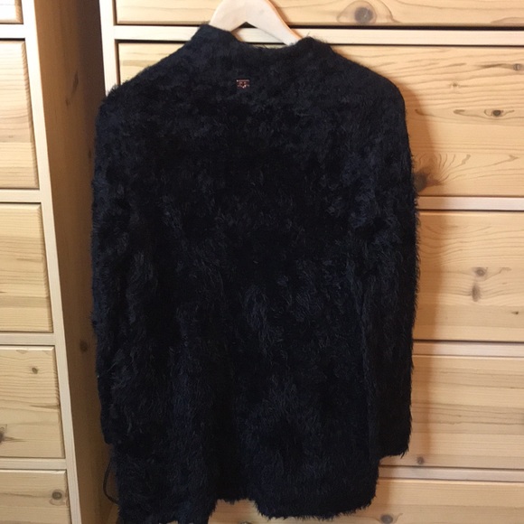 For Love and Lemons Knitz Black Eyelash Fuzzy Cardigan Size Small - Picture 6 of 7